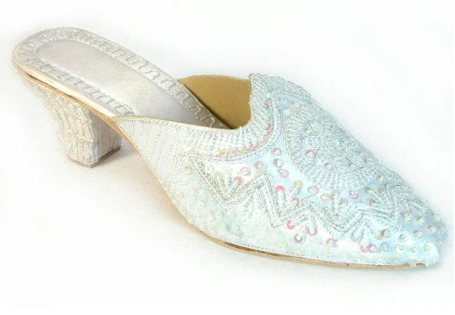 Covered Beaded Wedding Mules Shoes 